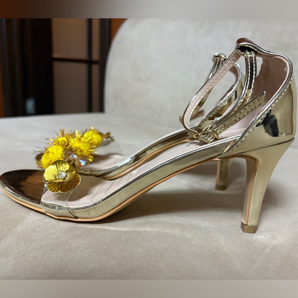 Reba Gold Floral Heels